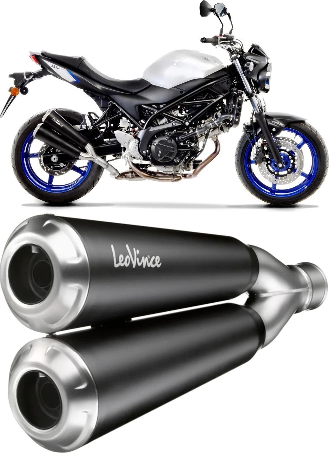 Exhaust Tip With Noise Certification Gp Duals Stainless Steel Stainless Steel End Cap - Leovince Compatible With Suzuki Sv 650 X (2018-2023)