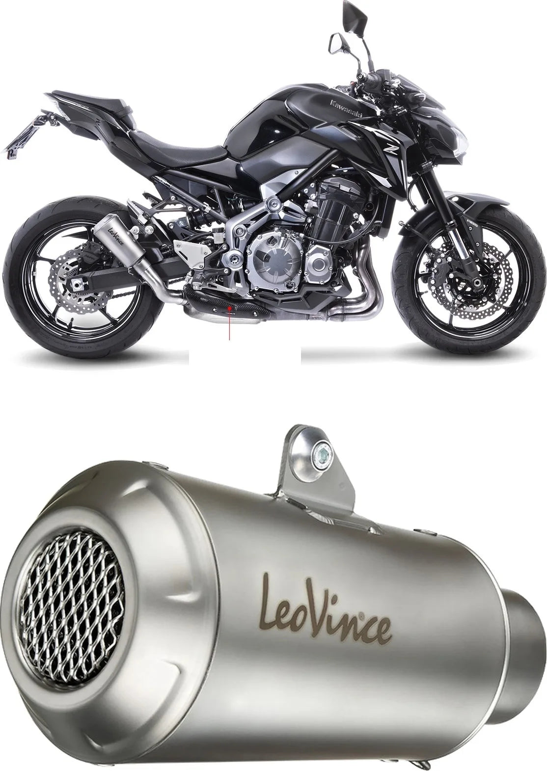 Exhaust Tip With Noise Certification Lv-10 Stainless Steel Stainless Steel End Cap - Leovince Compatible With Kawasaki Z 900 (2017-2019)