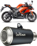 Dual Exhaust System With Sound Certification Lv-10 Steel Black Stainless Steel End Cap - Leovince Compatible With Kawasaki Z 1000 (2017-2020)