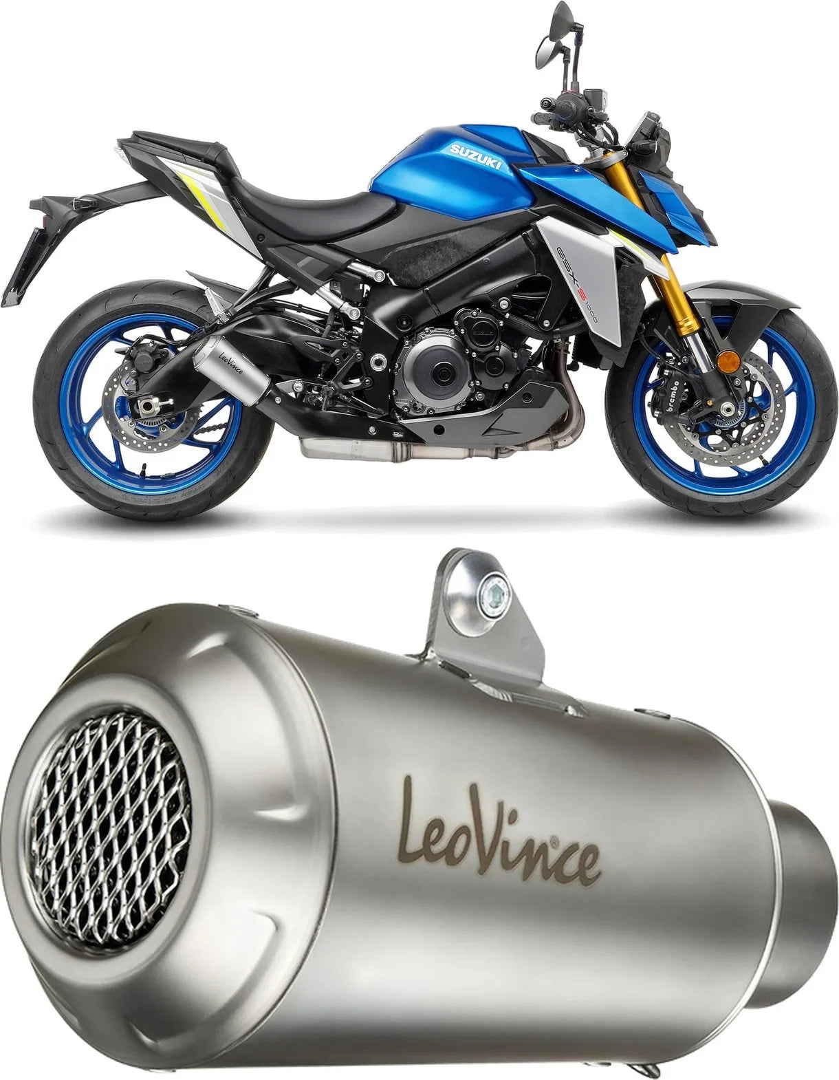 Exhaust Tip With Noise Certification Lv-10 Stainless Steel Stainless Steel End Cap - Leovince Compatible With Suzuki Gsx-S 950 (2021-2023)