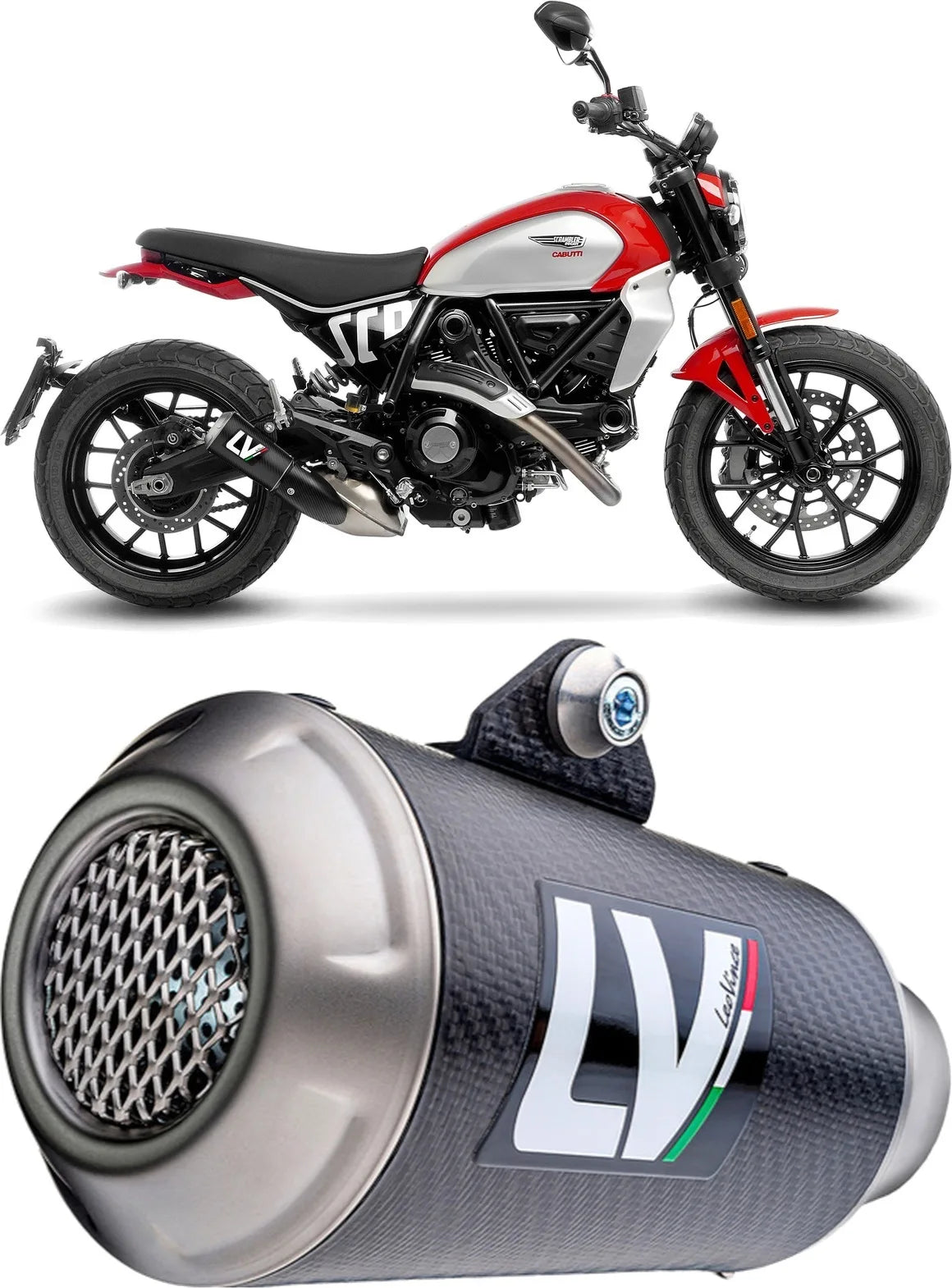 Exhaust Tip With Noise Certification Lv-10 Carbon Fiber Stainless Steel End Cap - Leovince Compatible With Ducati Scrambler 800 Night Shift (2025-2026)