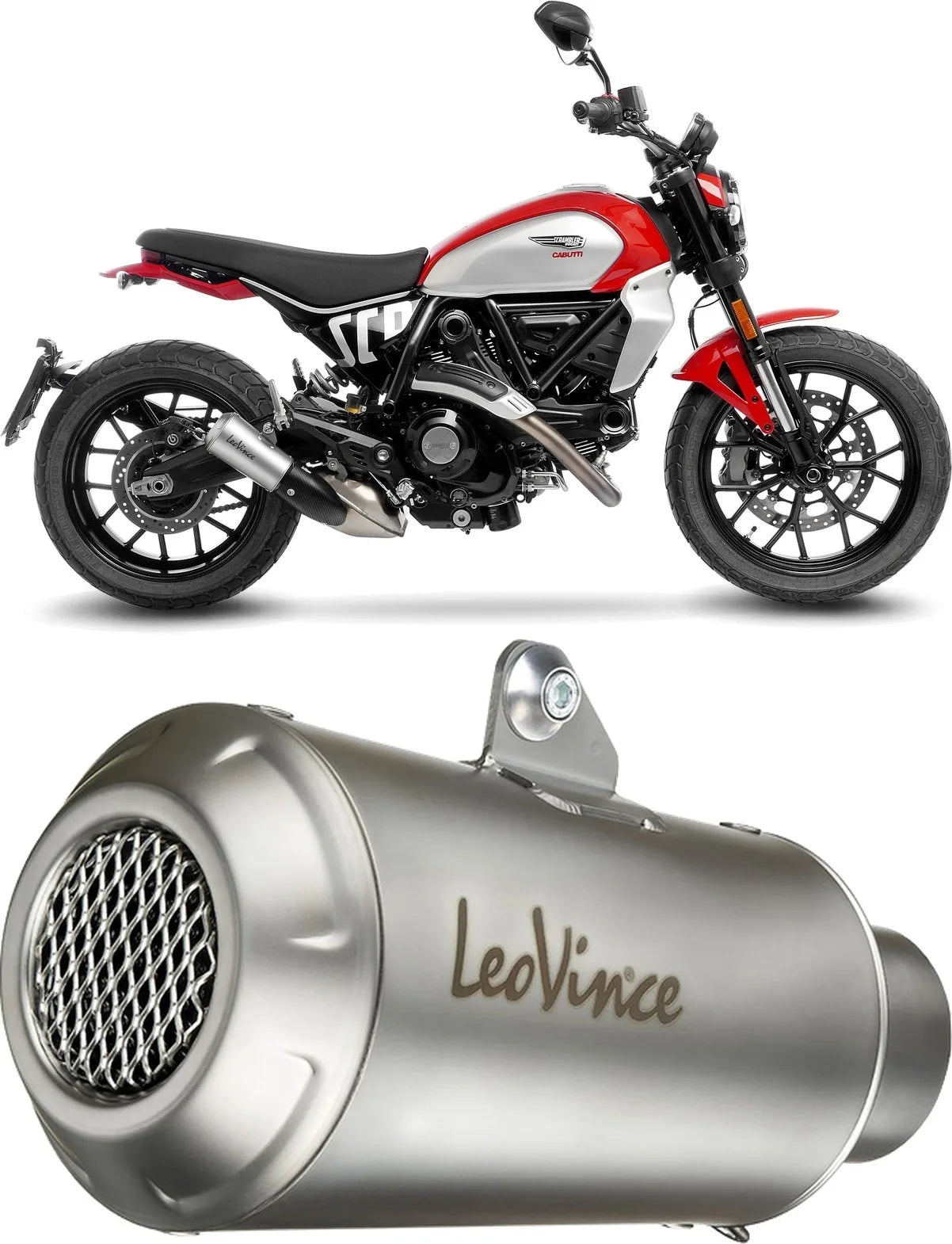Exhaust Tip With Noise Certification Lv-10 Stainless Steel Stainless Steel End Cap - Leovince Compatible With Ducati Scrambler 800 Night Shift (2023-2024)