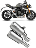 Dual Exhaust System With Sound Certification Lv-10 Stainless Steel Stainless Steel End Cap - Leovince Compatible With Triumph Speed Triple 1200 Rr - Rs - Rx (2025-2026)