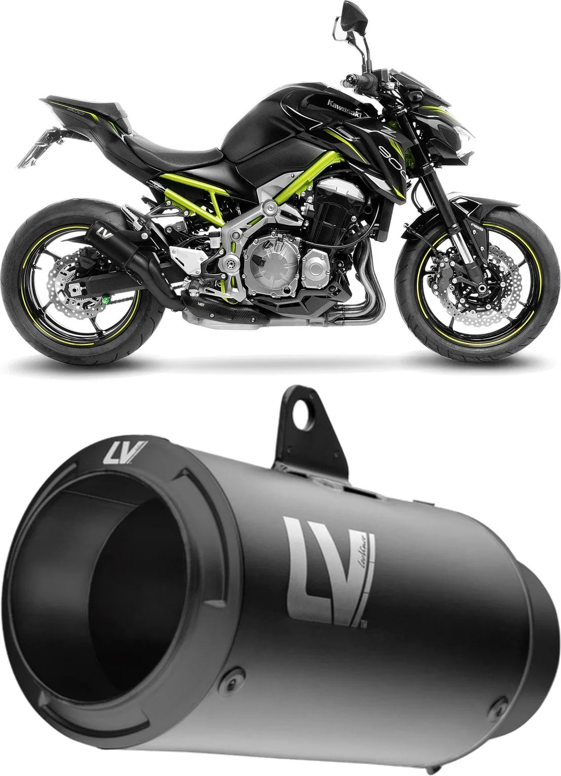 Exhaust Tip With Noise Certification Lv Corsa S Steel Full Black Steel Black End Cap - Leovince Compatible With Kawasaki Z 900 A2 (2025-2026)