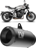 Exhaust Tip With Noise Certification Lv Corsa S Steel Full Black Steel Black End Cap - Leovince Compatible With Honda Cb 1000 R Neo Sports Café (2018-2024)