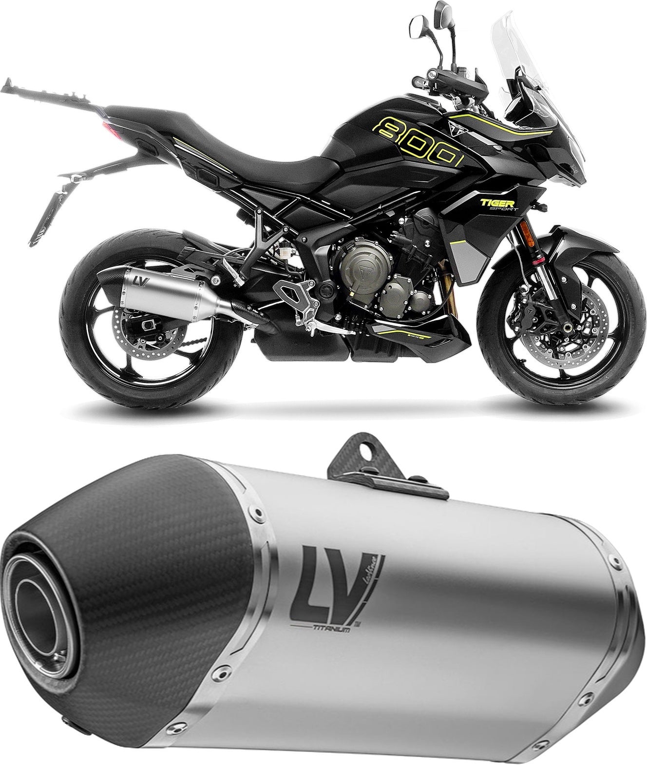 Exhaust Tip With Noise Certification Lv-14 Titanium Carbon Fiber End Cap - Leovince Compatible With Triumph Tiger 800 Sport (2024-2026)