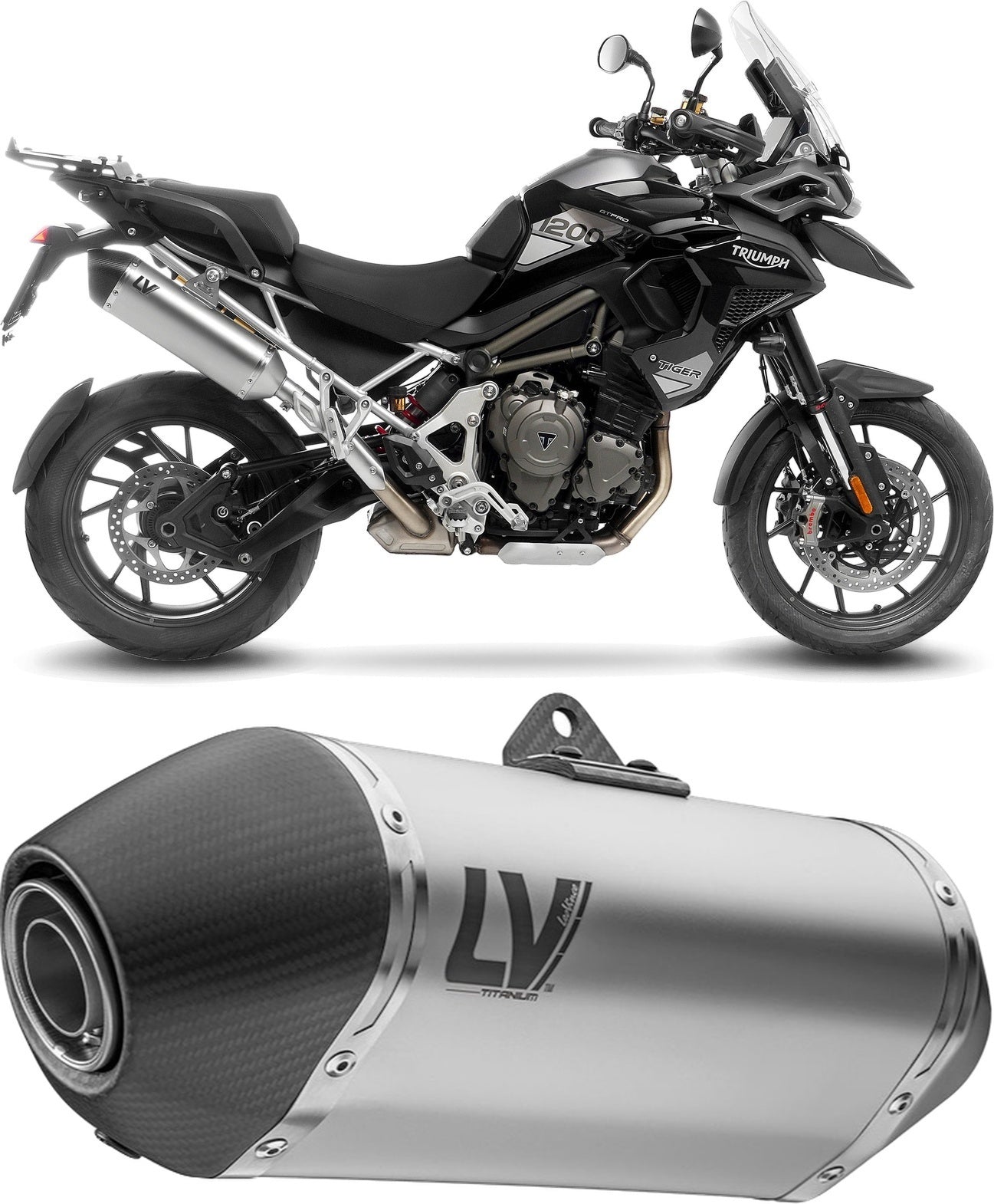 Exhaust Tip With Noise Certification Lv-14 Titanium Carbon Fiber End Cap - Leovince Compatible With Triumph Tiger 1200 Gt Rally (2022-2024)
