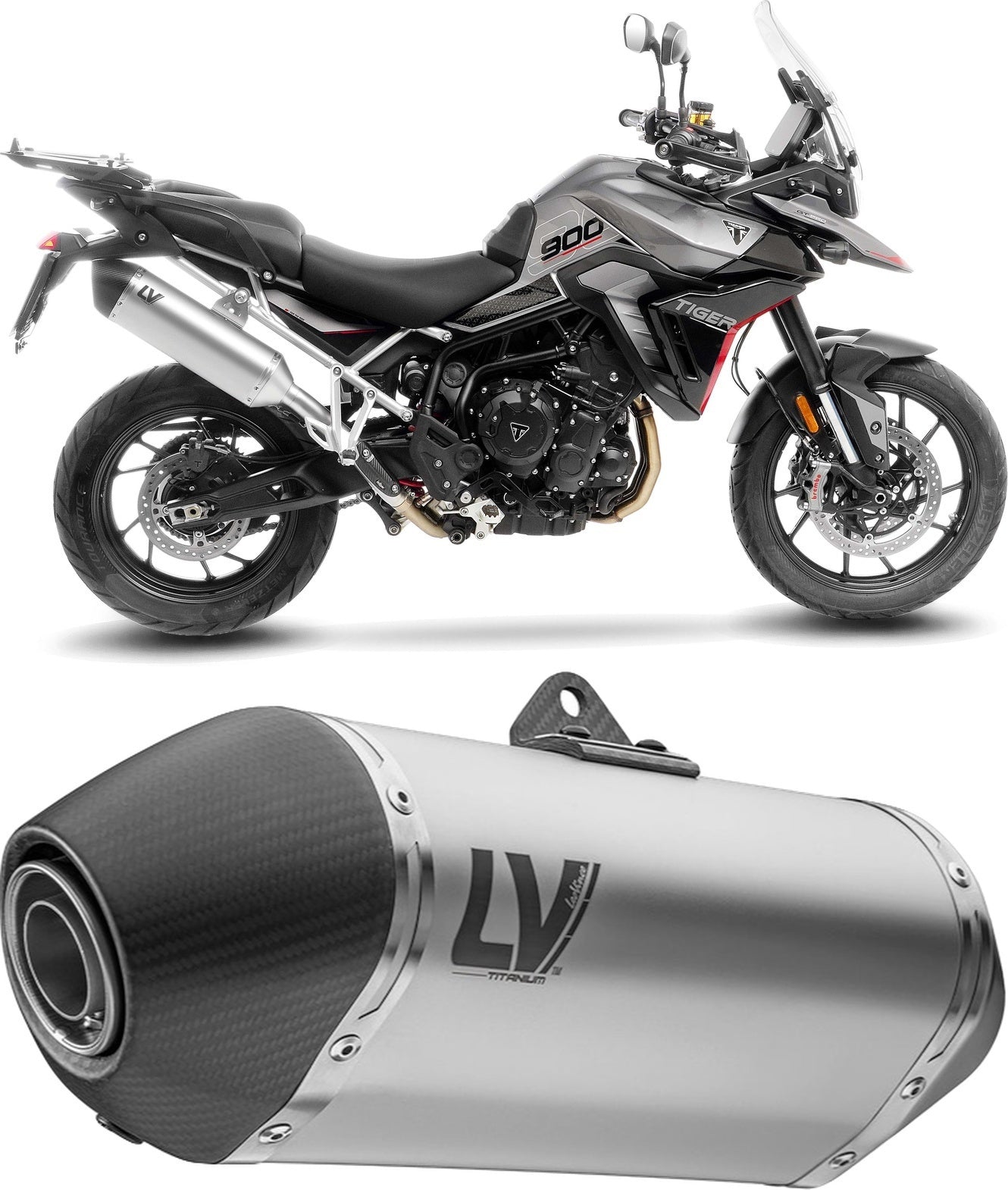Exhaust Tip With Noise Certification Lv-14 Titanium Carbon Fiber End Cap - Leovince Compatible With Triumph Tiger 900 Gt Pro (2024-2026)