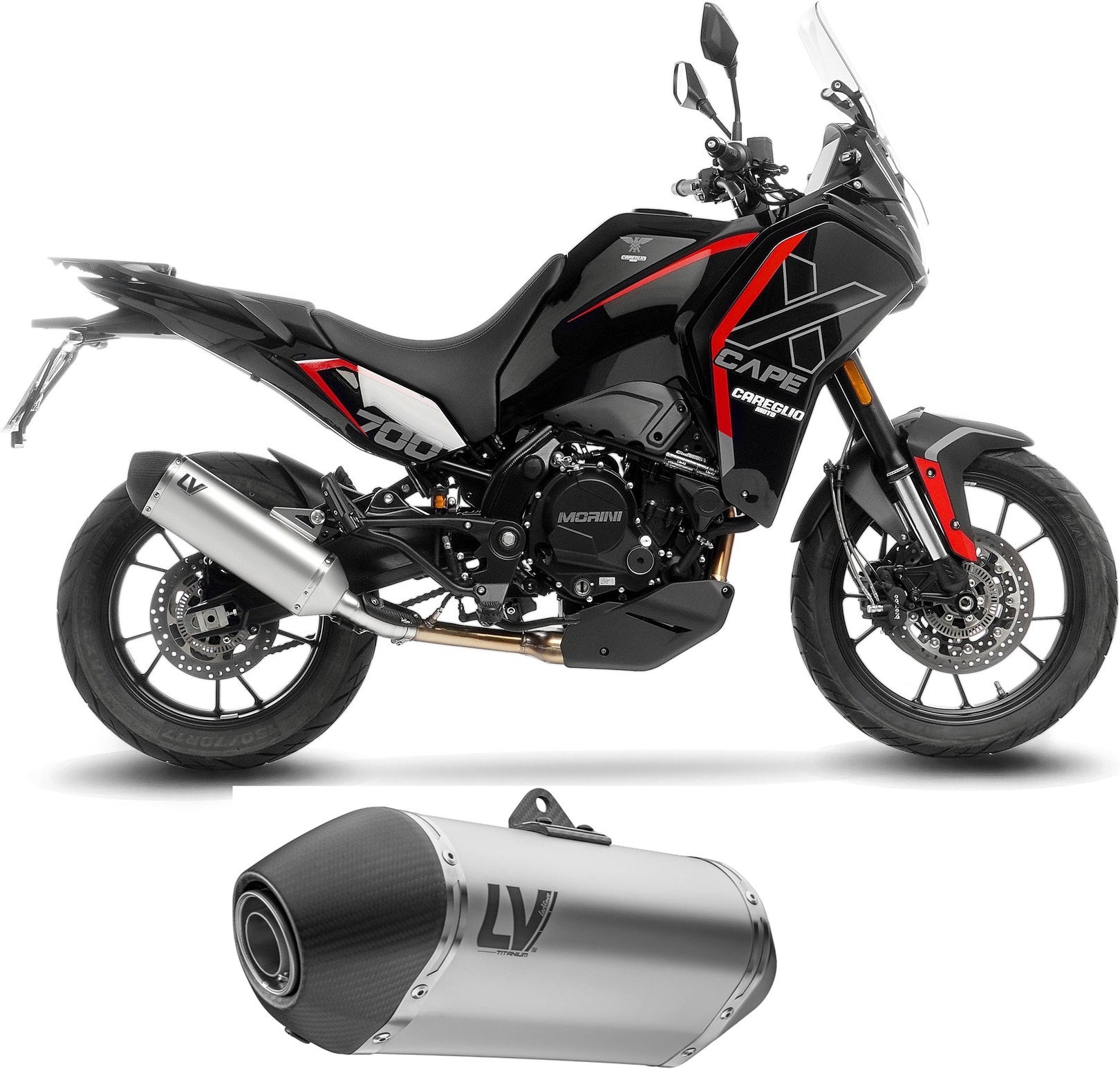 Exhaust Tip With Noise Certification Lv-14 Titanium Carbon Fiber End Cap - Leovince Compatible With Moto Morini X-Cape 700 (2025-2026)