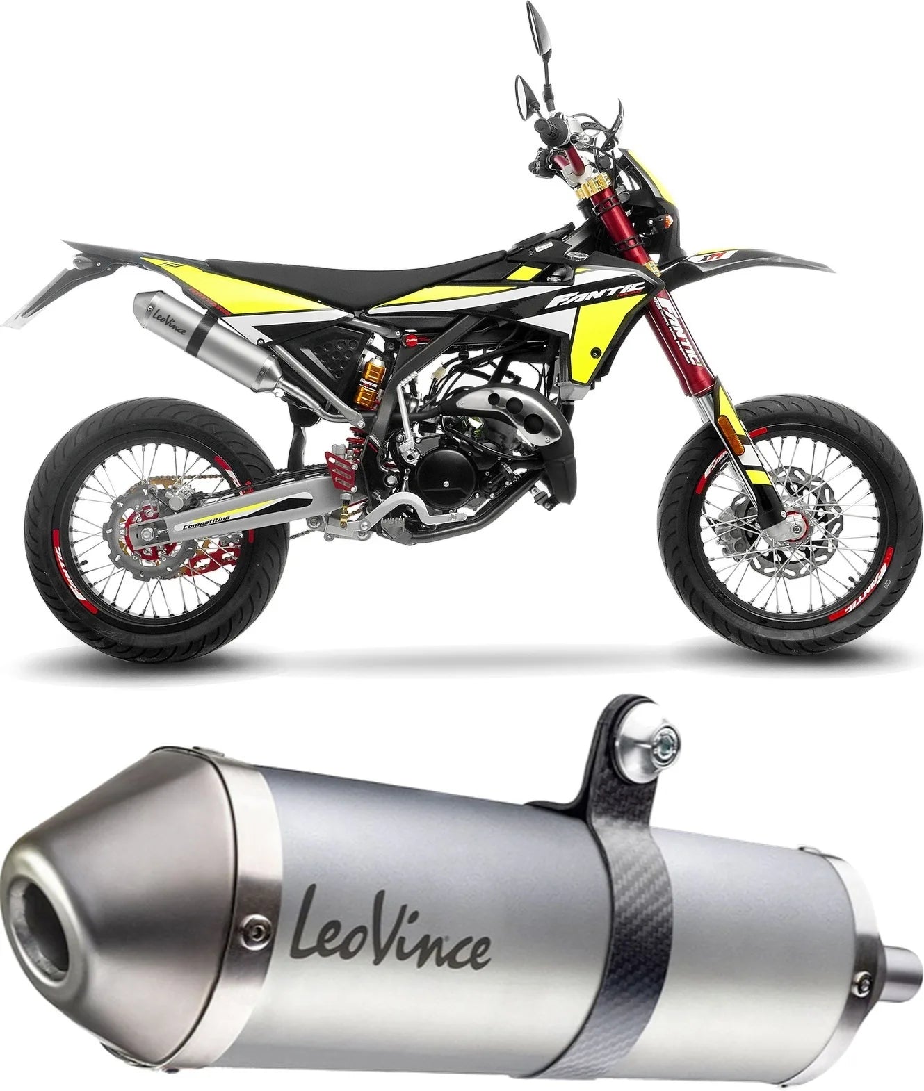 Exhaust Tip With Noise Certification X-Fight Stainless Steel Stainless Steel End Cap - Leovince Compatible With Fantic Motor Xe 50 Competition (2021-2024)