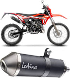 Exhaust Tip With Noise Certification X-Fight Steel Black Stainless Steel End Cap - Leovince Compatible With Beta Rr 50 Motard - Sport (2023-2024)