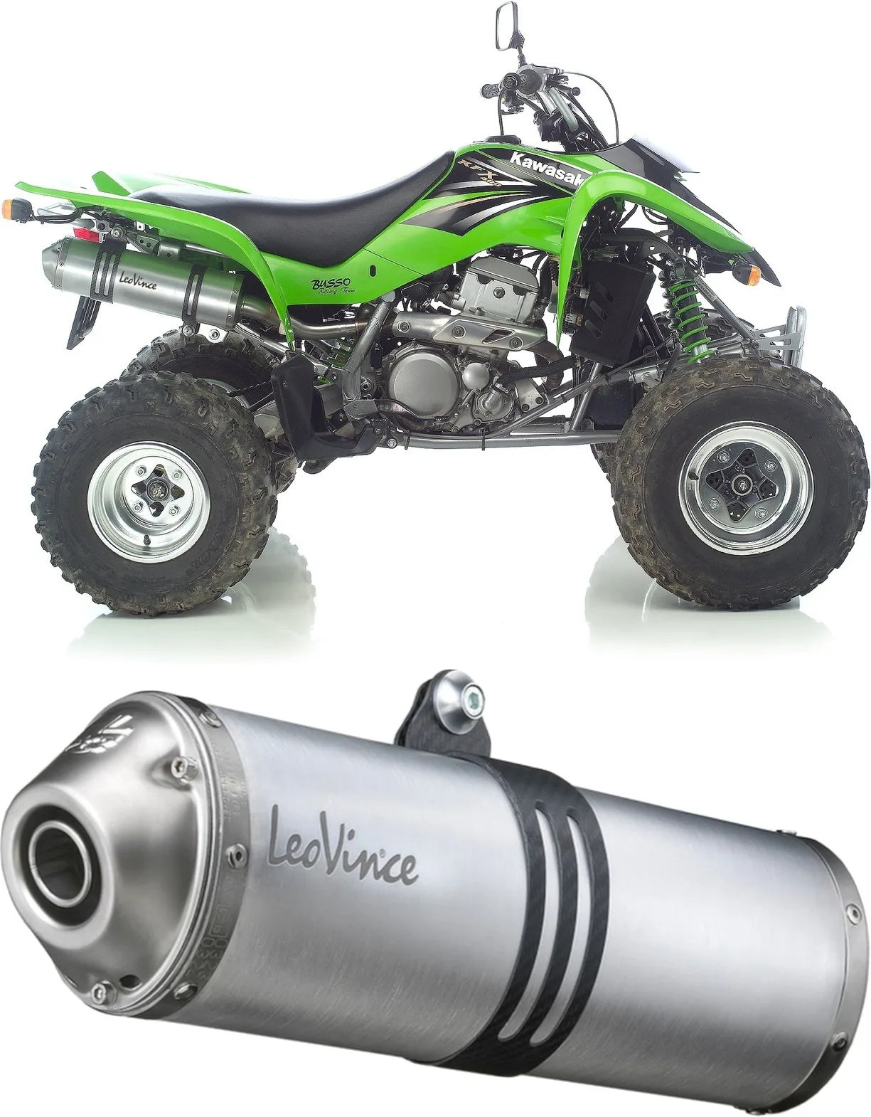 Exhaust Tip With Noise Certification Lv-X Aluminum Stainless Steel End Cap - Leovince Compatible With Suzuki Ltz 400 (2003-2008)