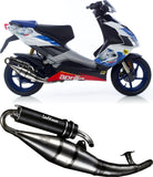 Complete Catalytic Exhaust System With Sound Certification Hand Made Tt Black Aluminum - Leovince Compatible With Aprilia Sr 50 R Factory (2004-2012)