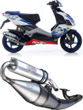 Complete Catalytic Exhaust System With Sound Certification Touring Stainless Steel - Leovince Compatible With Mbk Stunt 50 (1999-2002)