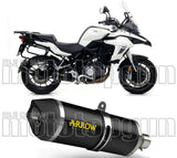 Exhaust Tip With Noise Certification Race-Tech Black Aluminium Carbon - Arrow Special Parts Compatible With Benelli Trk 502 (2017-2020)