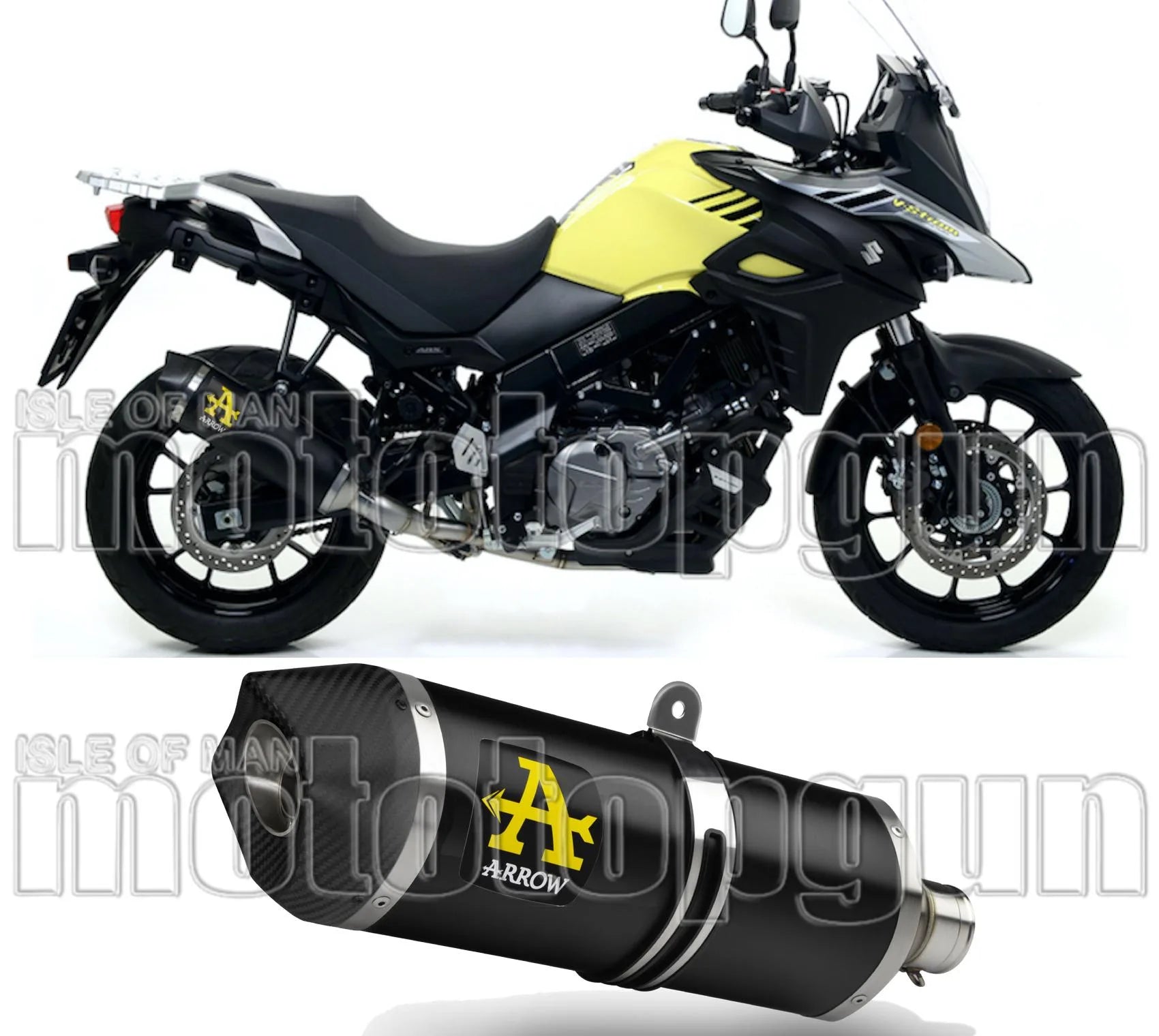Exhaust Tip With Noise Certification Race-Tech Black Aluminium Carbon - Arrow Special Parts Compatible With Suzuki V-Strom 650 (2017-2020)