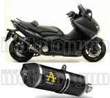Exhaust Tip With Noise Certification Race-Tech Black Aluminium Carbon - Arrow Special Parts Compatible With Yamaha Xp 530 T-Max Yp (2008-2011)