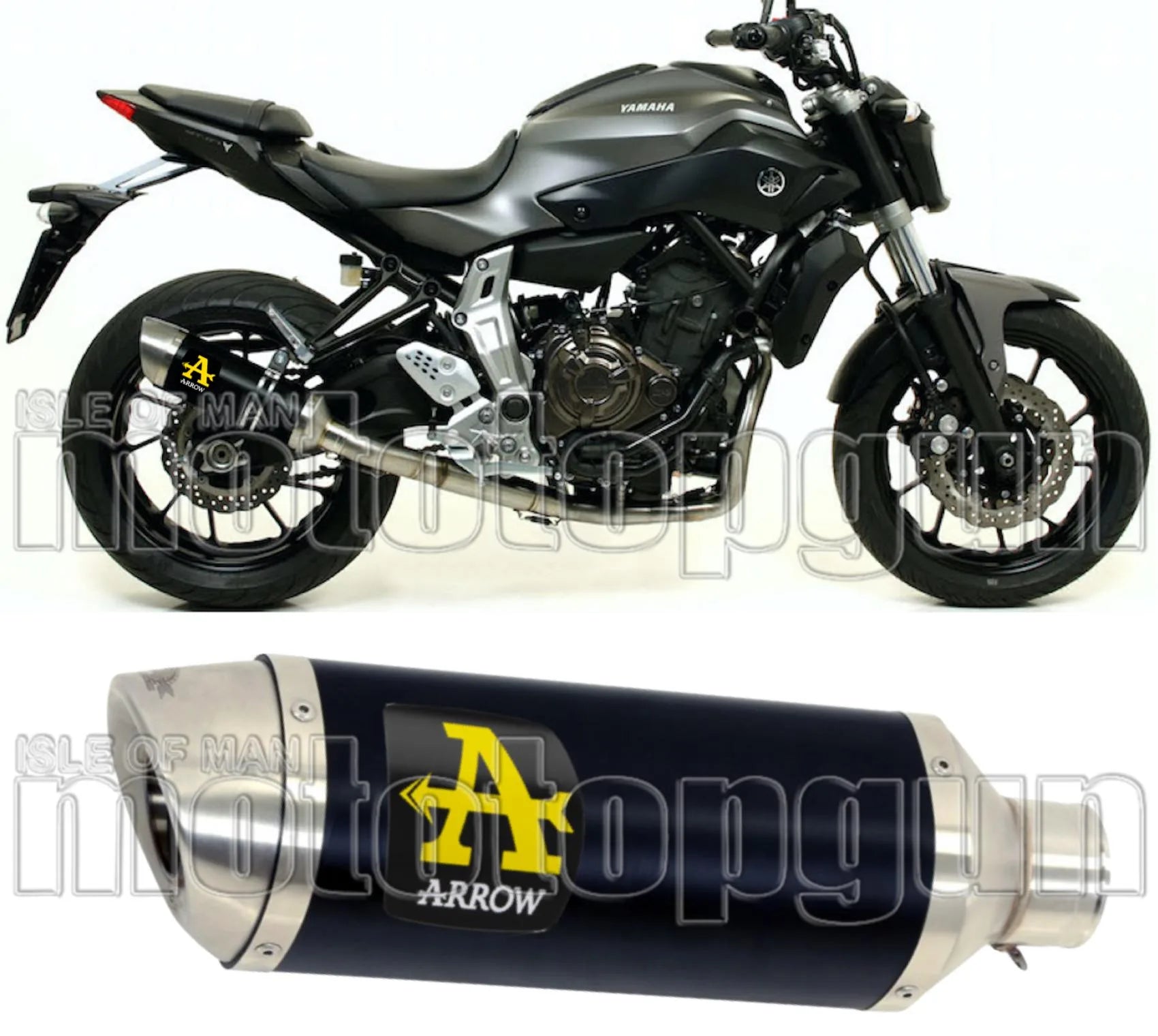 Exhaust Tip With Noise Certification Thunder Black Aluminium Stainless Steel - Arrow Special Parts Compatible With Yamaha Tracer 700 (2020)