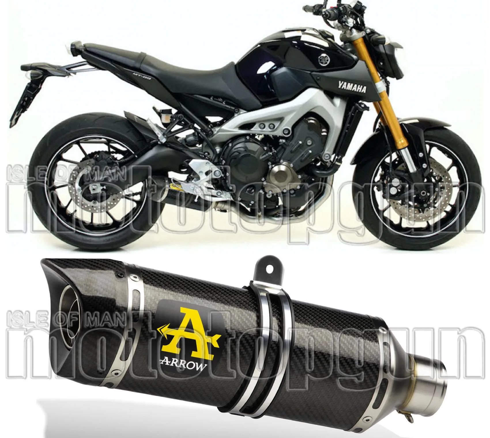 Exhaust Tip With Noise Certification Thunder Carbon Carbon - Arrow Special Parts Compatible With Yamaha Mt-09 (2013-2020)