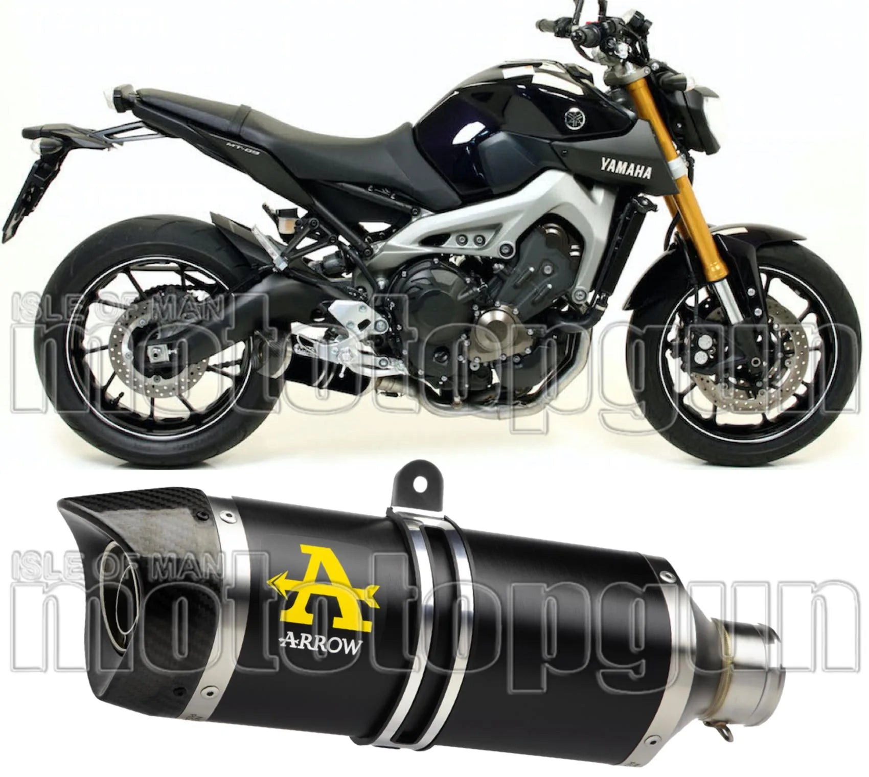 Exhaust Tip With Noise Certification Thunder Black Aluminium Carbon - Arrow Special Parts Compatible With Yamaha Tracer 900 Gt (2018-2020)