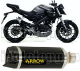 Exhaust Tip With Noise Certification Thunder Black Aluminium Carbon - Arrow Special Parts Compatible With Yamaha Mt-125 (2020)