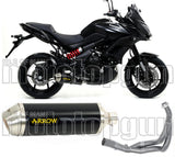 Complete Catalytic Exhaust System With Sound Certification Race-Tech Black Aluminium Stainless Steel - Arrow Special Parts Compatible With Kawasaki Versys 650 (2017-2022)