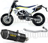 Complete Catalytic Exhaust System With Sound Certification Race-Tech Black Aluminium Carbon - Arrow Special Parts Compatible With Husqvarna 701 Enduro (2017-2020)