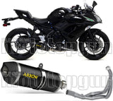 Complete Catalytic Exhaust System With Sound Certification Race-Tech Black Aluminium Carbon - Arrow Special Parts Compatible With Kawasaki Ninja 650 (2017-2020)