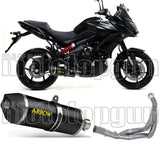 Complete Catalytic Exhaust System With Sound Certification Race-Tech Black Aluminium Carbon - Arrow Special Parts Compatible With Kawasaki Versys 650 (2017-2022)