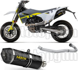 Complete Catalytic Exhaust System With Sound Certification Race-Tech Black Aluminium Carbon - Arrow Special Parts Compatible With Husqvarna 701 Enduro (2021-2024)