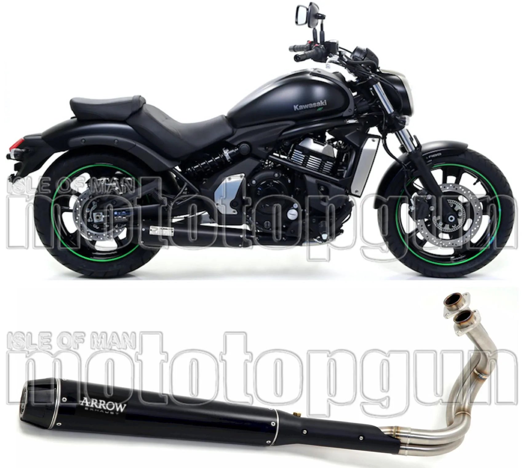 Complete Catalytic Exhaust System With Sound Certification Rebel Black Aluminium Carbon - Arrow Special Parts Compatible With Kawasaki Vulcan 650 S Cafe (2017-2020)