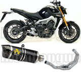 Complete Catalytic Exhaust System With Sound Certification Thunder Black Aluminium Carbon - Arrow Special Parts Compatible With Yamaha Mt-09 (2013-2020)