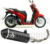 Complete Catalytic Exhaust System With Sound Certification Urban Black Aluminium Stainless Steel Black - Arrow Special Parts Compatible With Honda Sh 125 I Abs (2012-2016)