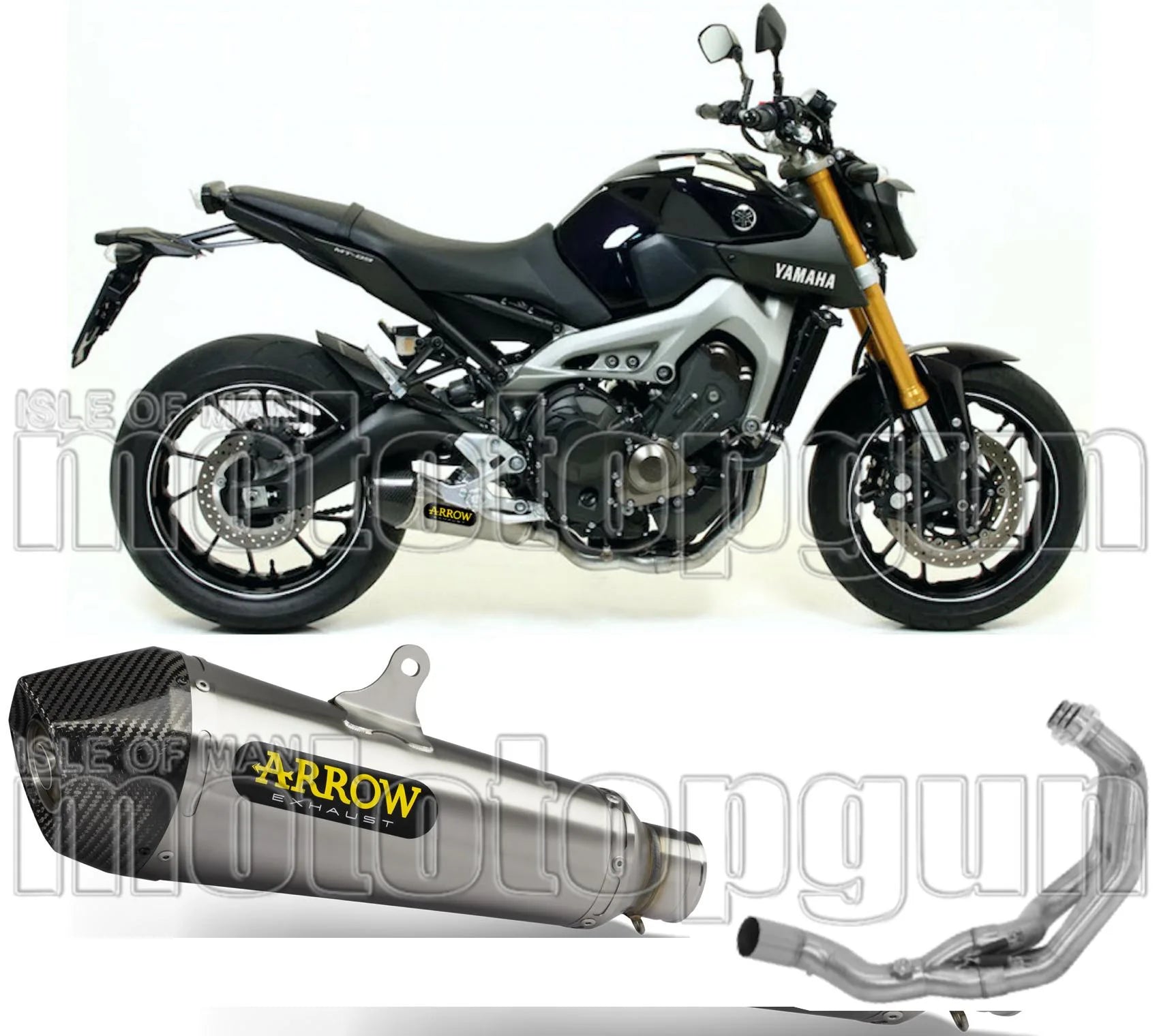Complete Catalytic Exhaust System With Sound Certification X-Kone Nichrom Carbon - Arrow Special Parts Compatible With Yamaha Mt-09 (2013-2020)