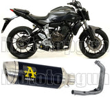 Complete Catalytic Exhaust System With Sound Certification Thunder Black Aluminium Stainless Steel - Arrow Special Parts Compatible With Yamaha Mt-07 (2014-2020)