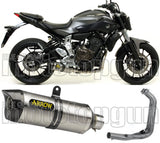 Complete Catalytic Exhaust System With Sound Certification Thunder Titanium Carbon - Arrow Special Parts Compatible With Yamaha Tracer 700 (2020)