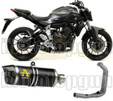 Complete Catalytic Exhaust System With Sound Certification Thunder Black Aluminium Carbon - Arrow Special Parts Compatible With Yamaha Mt-07 (2014-2020)