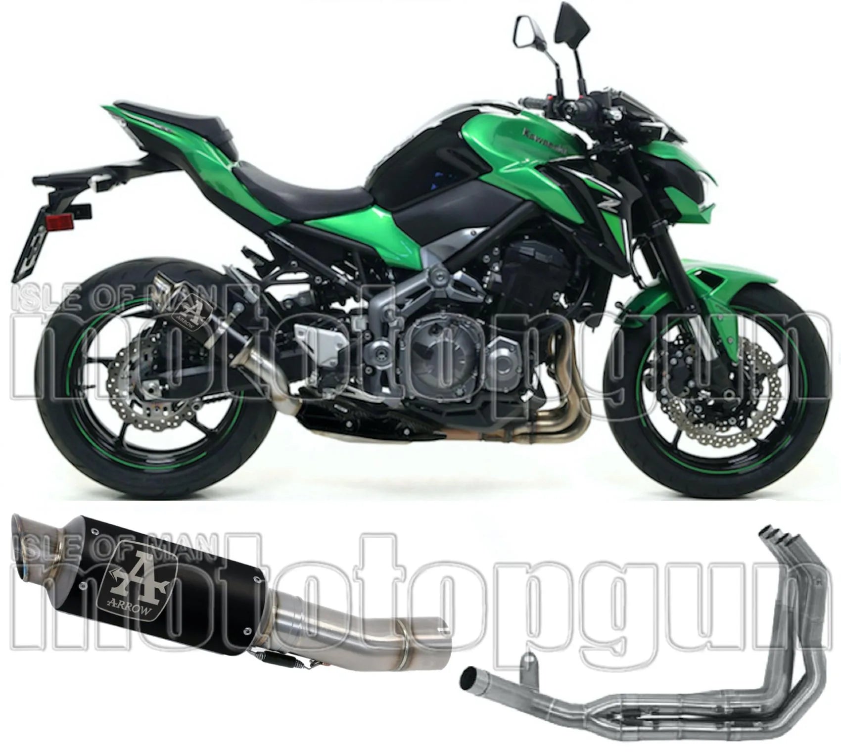 Complete Non-Catalytic Exhaust System With Sound Certification Gp2 Gp-2 Black Nichrom Stainless Steel - Arrow Special Parts Compatible With Kawasaki Z 900 (2017-2019)