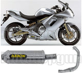 Complete Non-Catalytic Exhaust System With Sound Certification Maxi Race-Tech Aluminium Stainless Steel - Arrow Special Parts Compatible With Kawasaki Er-6 F (2005-2011)