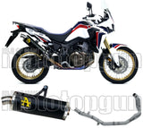 Complete Non-Catalytic Exhaust System With Sound Certification Maxi Race-Tech Black Aluminium Stainless Steel - Arrow Special Parts Compatible With Honda Crf 1000 L Africa Twin (2016-2019)