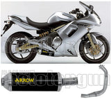 Complete Non-Catalytic Exhaust System With Sound Certification Maxi Race-Tech Black Aluminium Stainless Steel - Arrow Special Parts Compatible With Kawasaki Er-6 F (2005-2011)