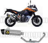 Complete Non-Catalytic Exhaust System With Sound Certification Maxi Race-Tech Titanium Carbon - Arrow Special Parts Compatible With Ktm 1050 Adventure (2015-2016)