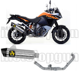 Complete Non-Catalytic Exhaust System With Sound Certification Maxi Race-Tech Aluminium Carbon - Arrow Special Parts Compatible With Ktm 1290 Super Adventure (2017-2020)