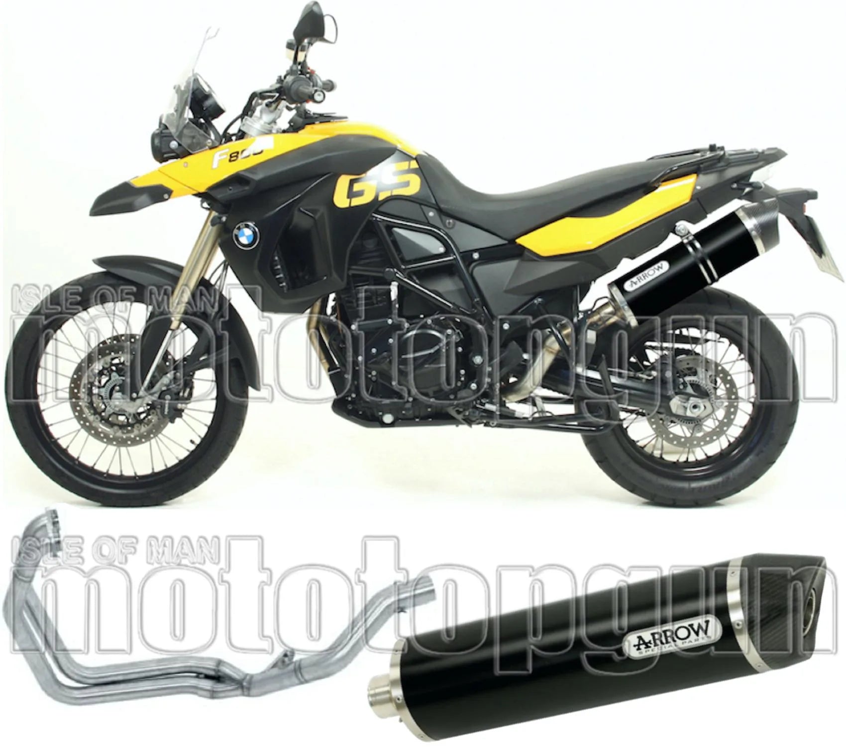 Complete Non-Catalytic Exhaust System With Sound Certification Maxi Race-Tech Black Aluminium Carbon - Arrow Special Parts Compatible With Bmw F 800 Gs Adventure (2008-2016)