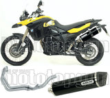 Complete Non-Catalytic Exhaust System With Sound Certification Maxi Race-Tech Black Aluminium Carbon - Arrow Special Parts Compatible With Bmw F 800 Gs (2008-2016)