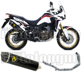 Complete Non-Catalytic Exhaust System With Sound Certification Maxi Race-Tech Black Aluminium Carbon - Arrow Special Parts Compatible With Honda Crf 1000 L Africa Twin (2016-2019)