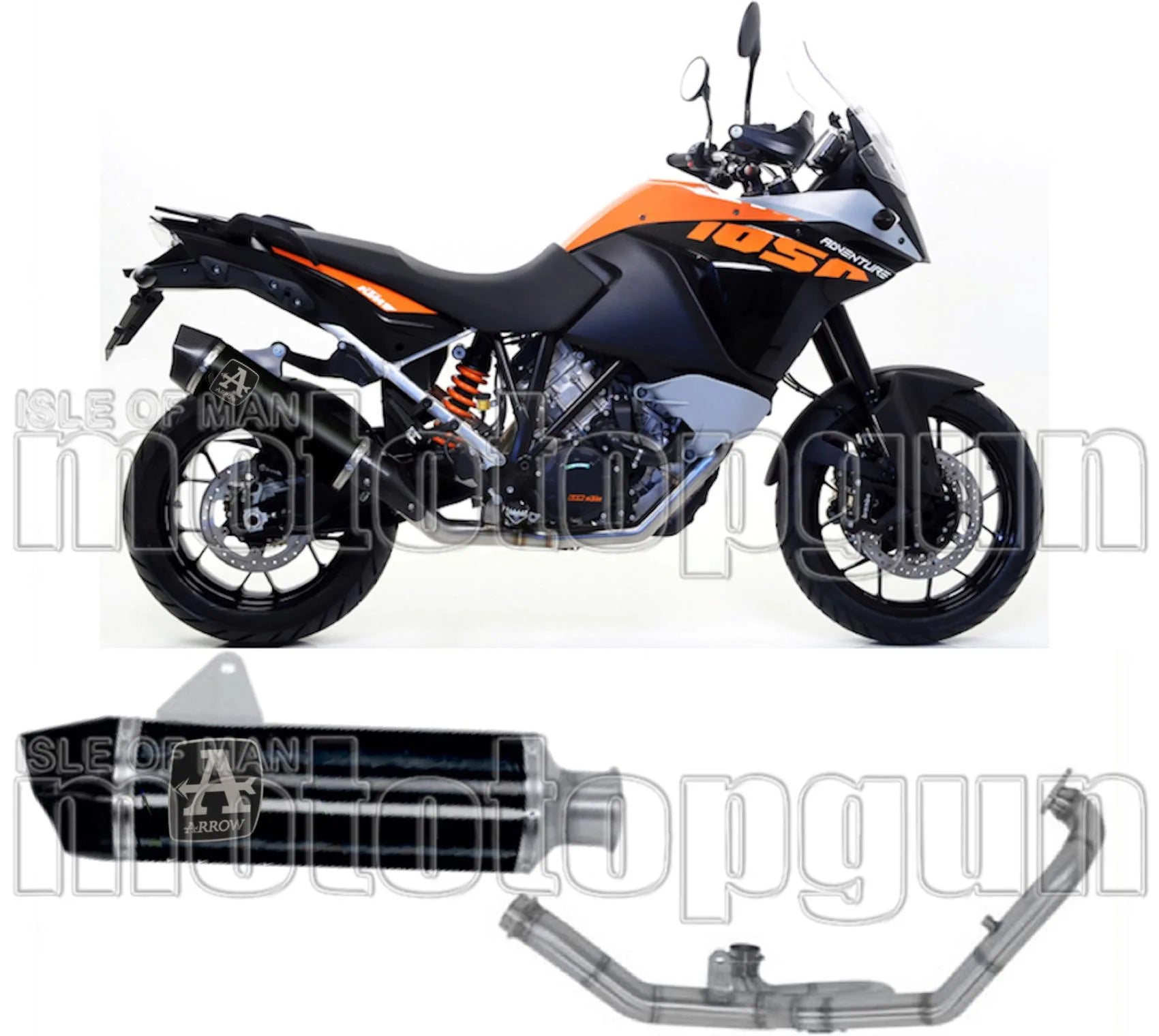 Complete Non-Catalytic Exhaust System With Sound Certification Maxi Race-Tech Black Aluminium Carbon - Arrow Special Parts Compatible With Ktm 1050 Adventure (2015-2016)