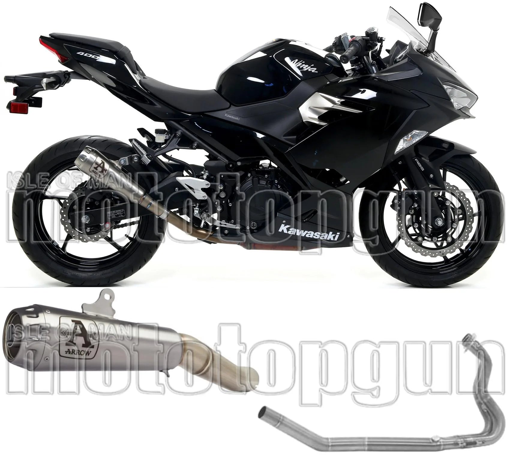 Complete Non-Catalytic Exhaust System With Sound Certification Pro-Race Nichrom Stainless Steel - Arrow Special Parts Compatible With Kawasaki Z 400 (2019-2020)