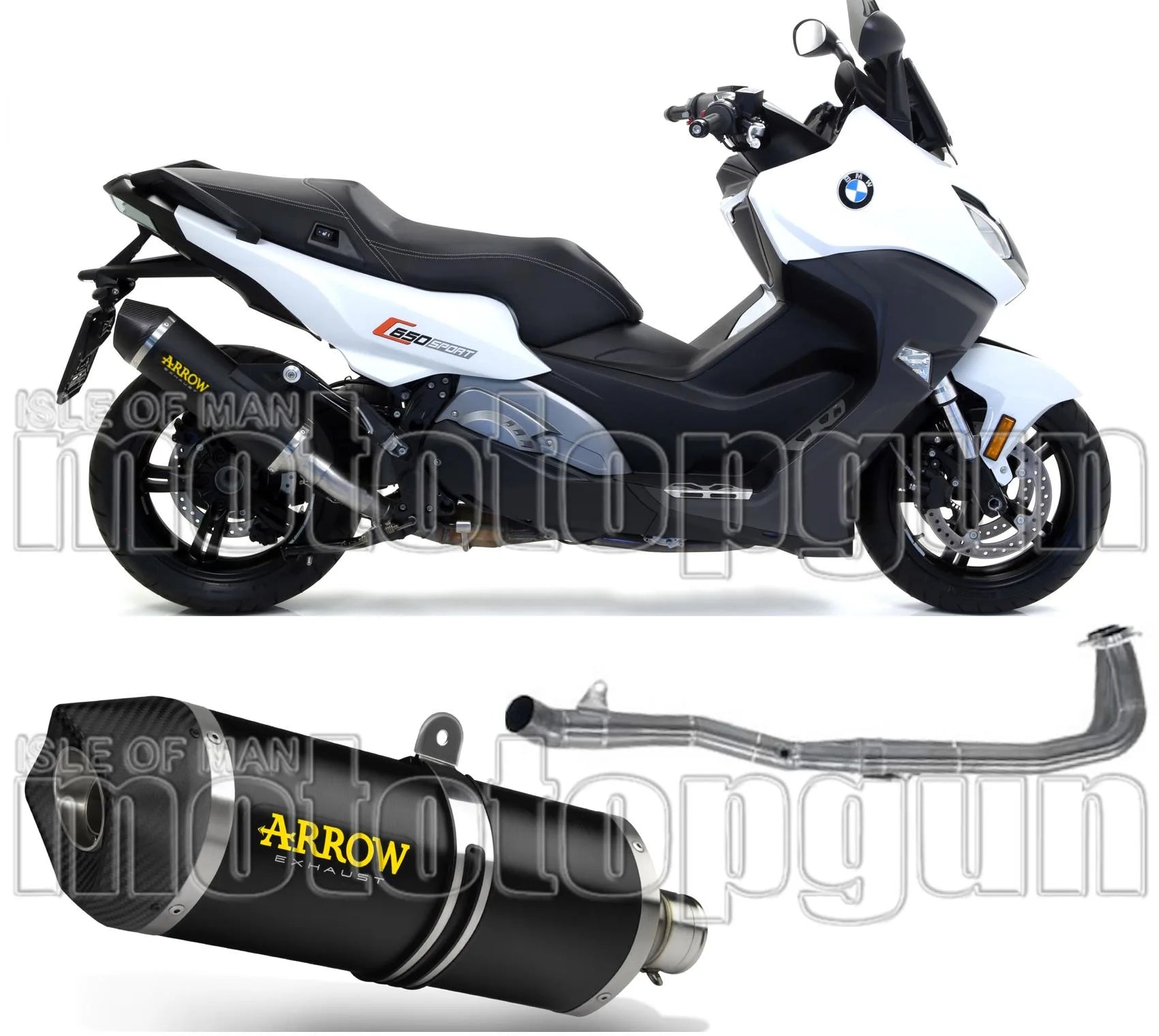 Complete Non-Catalytic Exhaust System With Sound Certification Race-Tech Black Aluminium Carbon - Arrow Special Parts Compatible With Bmw C 650 Sport (2016-2020)