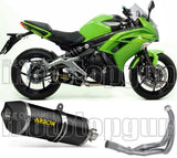 Complete Non-Catalytic Exhaust System With Sound Certification Race-Tech Black Aluminium Carbon - Arrow Special Parts Compatible With Kawasaki Er-6 N (2012-2016)
